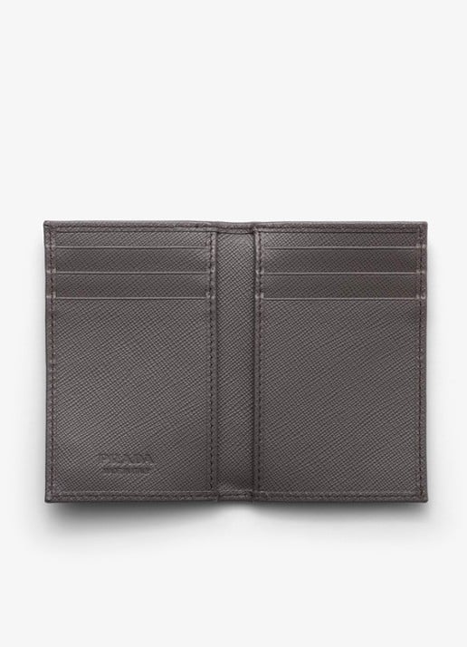 Prada Pasjeshouder van leer - voorkant 3 grijs