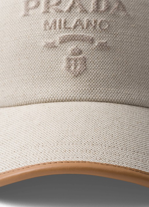 Prada Pet met logo en leren details - detail 3 gebroken wit