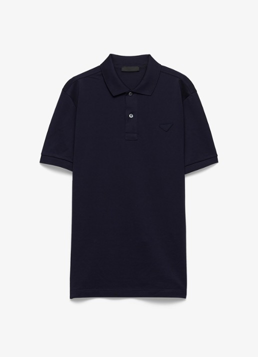 Prada Polo van piqué katoen  - voorkant 3 donkerblauw