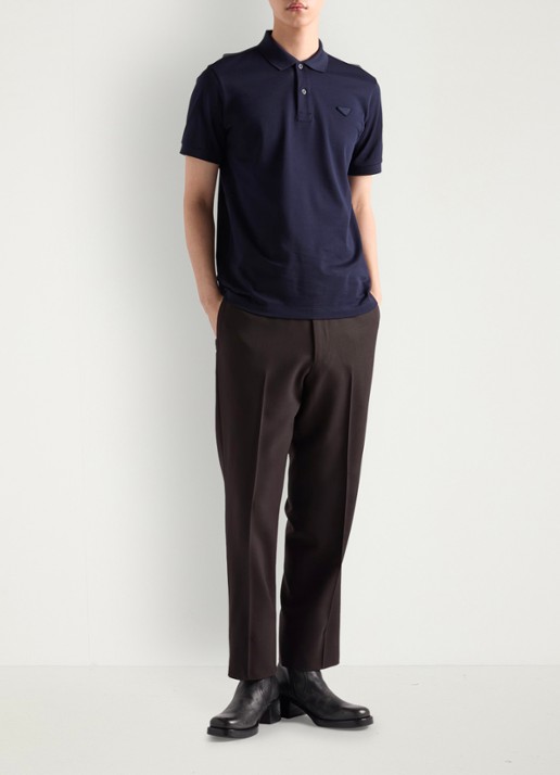 Prada Polo van piqué katoen  - voorkant 4 donkerblauw