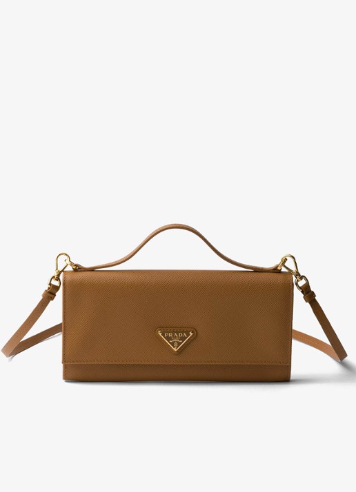 Prada Portemonnee van kalfsleer met afneembare schouderriem