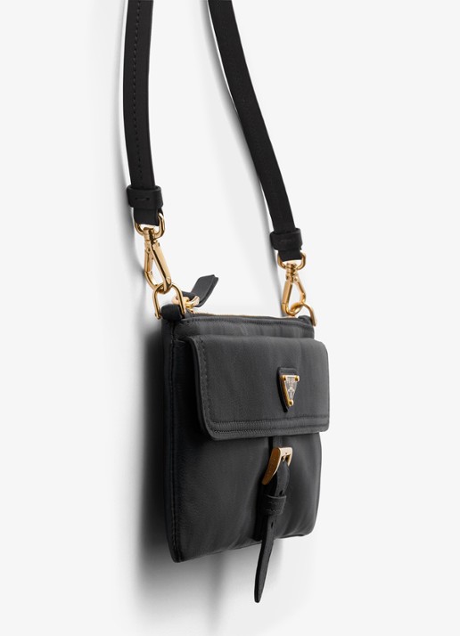 Prada Portemonnee van lamsleer met afneembare schouderriem - detail 4 zwart