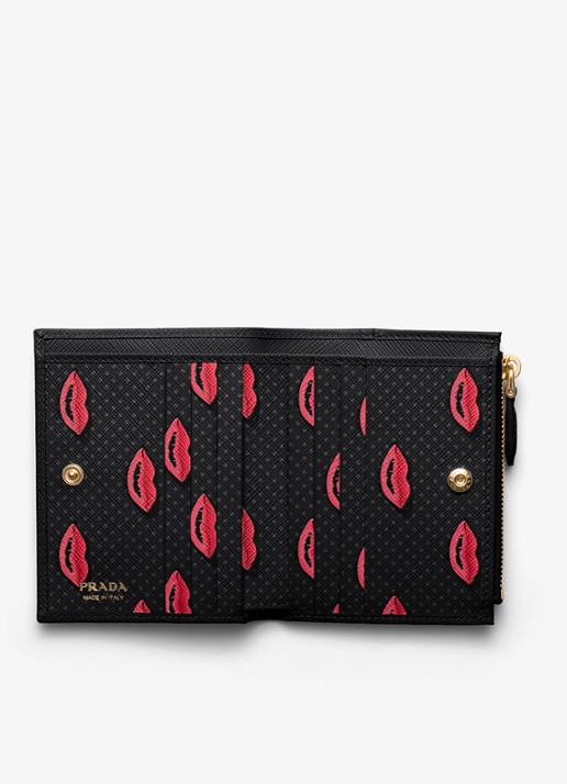 Prada Portemonnee van leer - voorkant 2 zwart