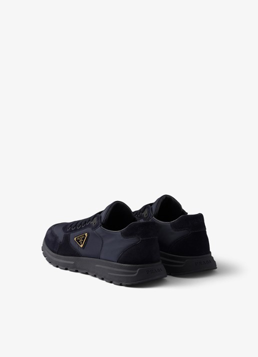 Prada Prax 2.0 Re-Nylon sneaker met suède details - achterkant 3 donkerblauw