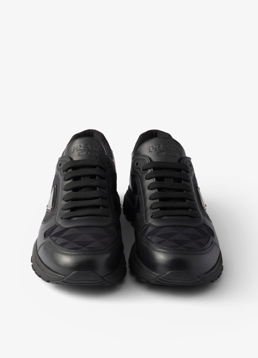 Prada Prax 2.0 Re-Nylon sneaker van kalfsleer - detail 4 zwart