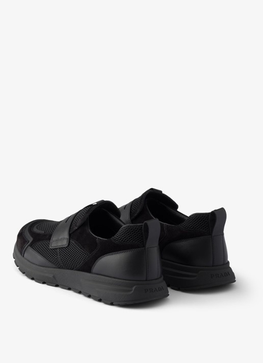 Prada Prax loafer van mesh met leren details - achterkant zwart