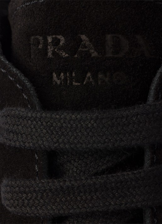 Prada Prax Re-Nylon sneaker met suède details - detail 5 zwart
