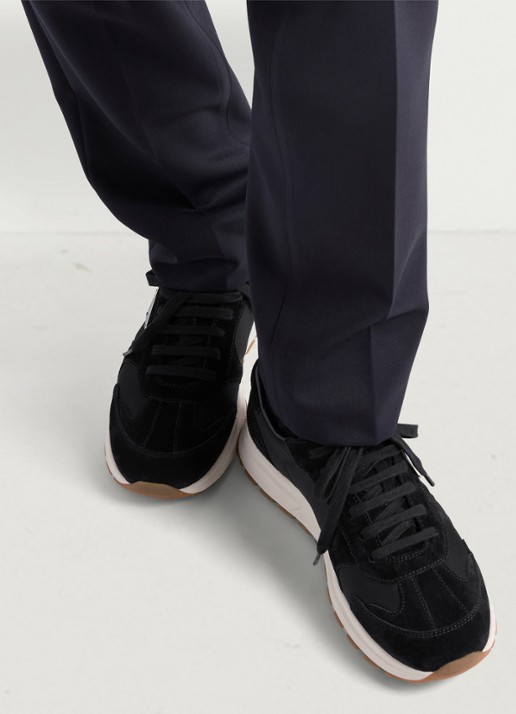 Prada Prax Re-Nylon sneaker met suède details - detail 6 zwart