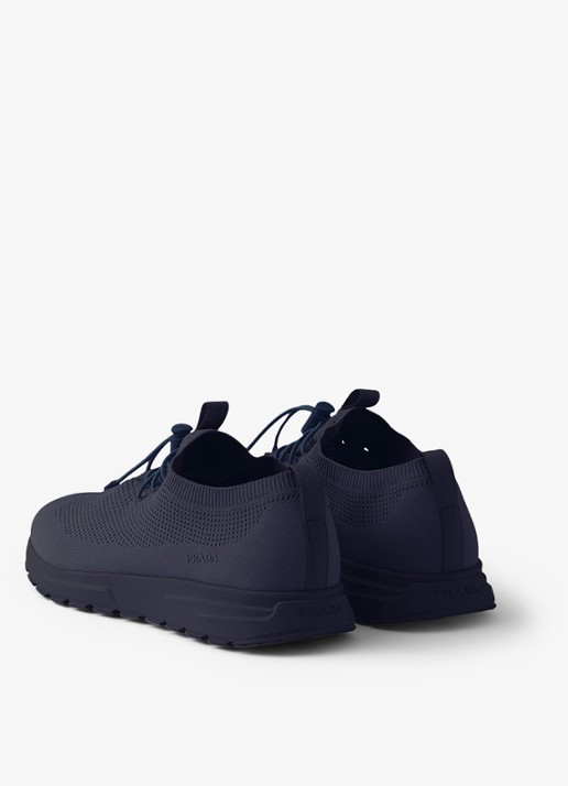 Prada Prax sneaker met gebreid bovenwerk - achterkant 3 donkerblauw