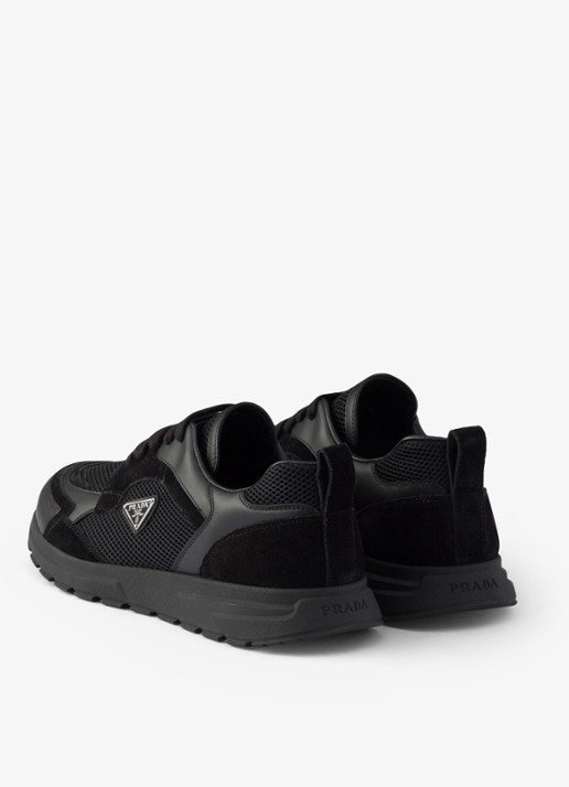 Prada Prax sneaker van leer met mesh details - achterkant 4 zwart