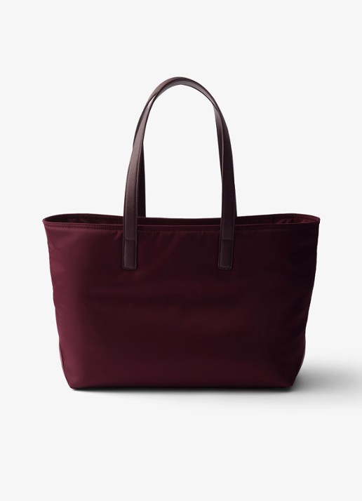 Prada Re-Edition 1978 Re-Nylon Medium shopper met leren details - achterkant 6 bordeauxrood