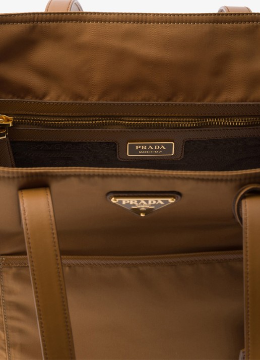 Prada Re-Edition 1978 Re-Nylon Medium shopper met leren details - detail 2 camel