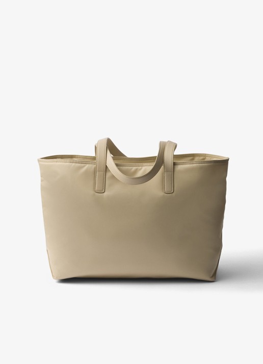 Prada Re-Edition 1978 Re-Nylon Medium shopper met leren details - achterkant 5 beige