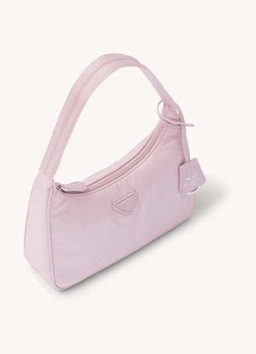 Prada Re-Edition 2000 Re-Nylon Mini schoudertas met logo - achterkant roze