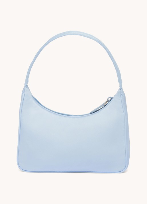 Prada Re-Edition 2000 Re-Nylon Mini schoudertas met logo - detail lichtblauw
