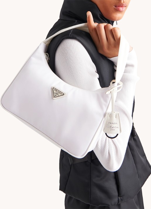 Prada Re-Edition 2000 Re-Nylon Mini schoudertas met logo - voorkant 8 wit