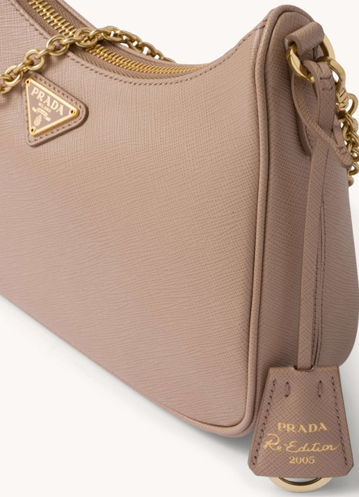 Prada Re-Edition 2005 crossbodytas van kalfsleer - detail 6 donkerbeige