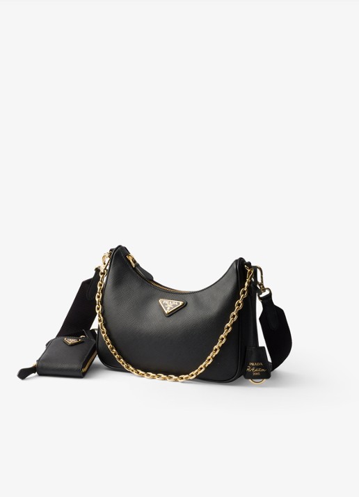 Prada Re-Edition 2005 crossbodytas van kalfsleer - voorkant 5 zwart