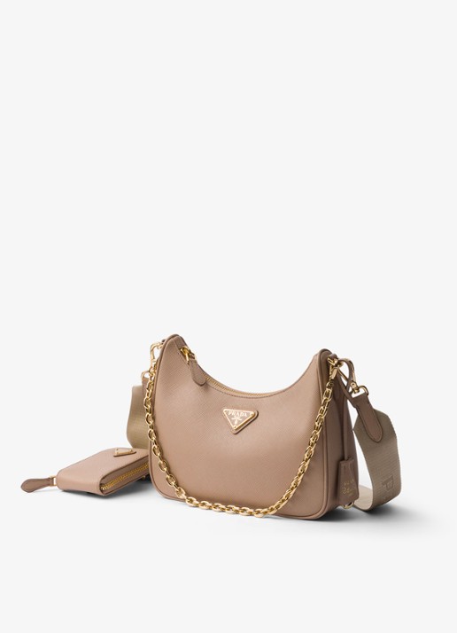 Prada Re-Edition 2005 crossbodytas van kalfsleer - voorkant 2 lichtbruin