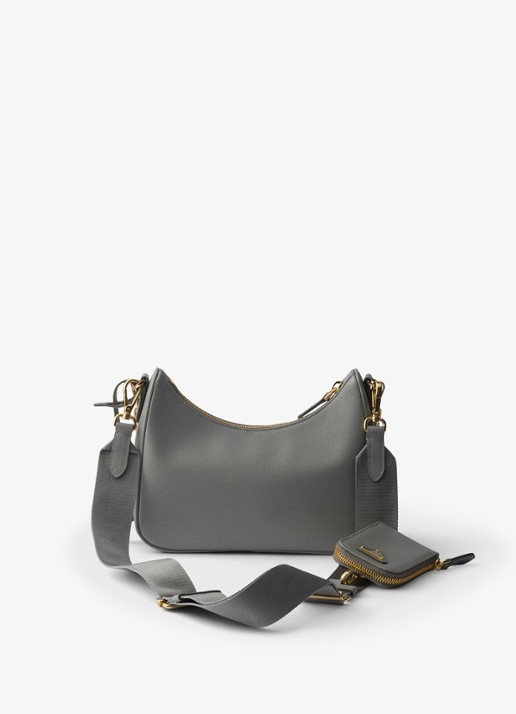Prada Re-Edition 2005 crossbodytas van kalfsleer - achterkant grijs
