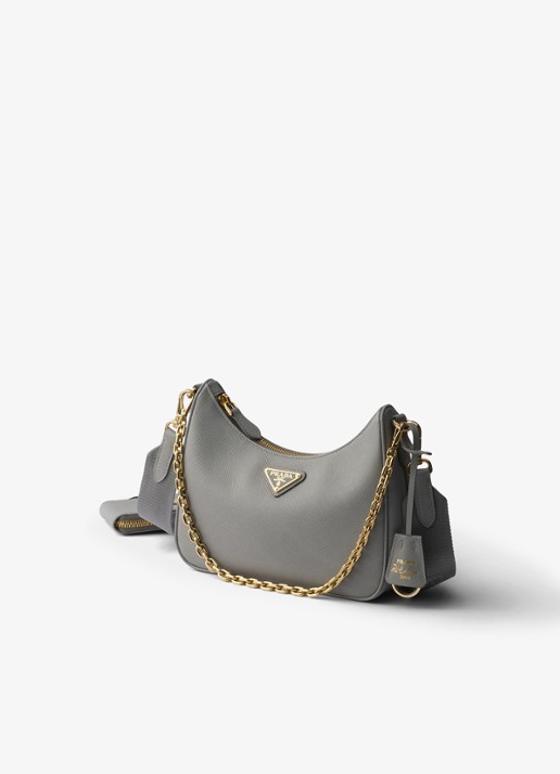 Prada Re-Edition 2005 crossbodytas van kalfsleer - voorkant 5 grijs