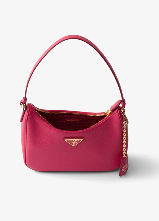 Prada Re-Edition 2005 Mini schoudertas van kalfsleer - detail roze