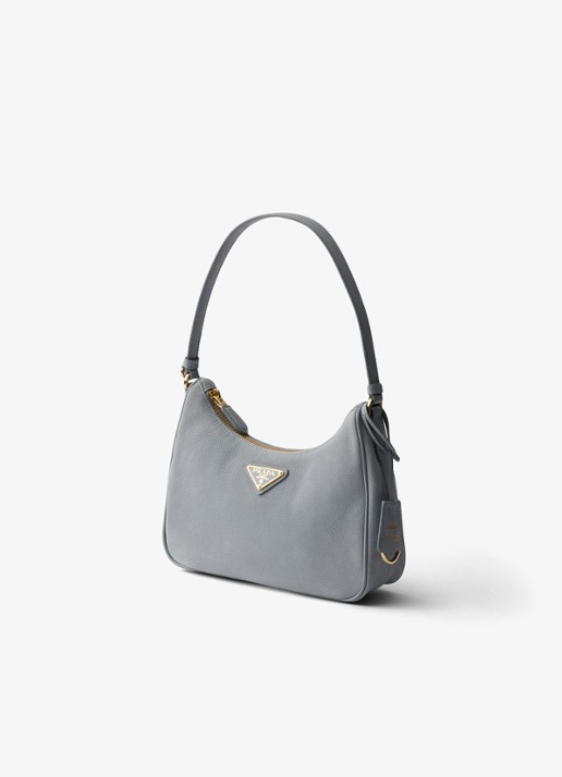 Prada Re-Edition 2005 Mini schoudertas van nubuck - voorkant 2 blauwgrijs