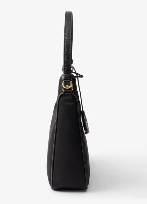 Prada Re-Edition 2005 Re-Nylon Mini handtas met leren details - detail 5 diepzwart
