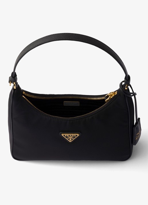 Prada Re-Edition 2005 Re-Nylon Mini schoudertas met leren details - detail 5 diepzwart