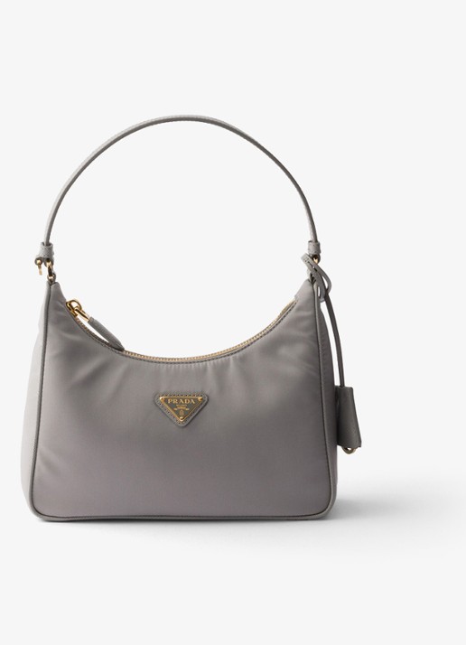 Prada Re-Edition 2005 Re-Nylon Mini schoudertas met leren details - voorkant 5 grijs
