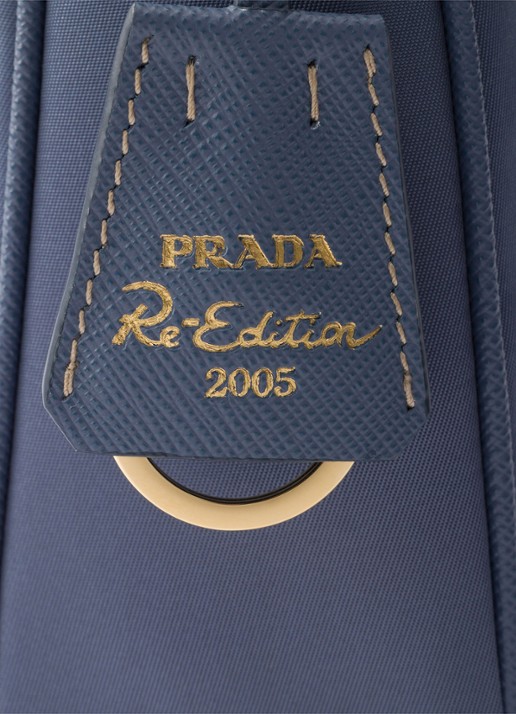 Prada Re-Edition 2005 Re-Nylon Mini schoudertas met leren details - detail 5 staalblauw
