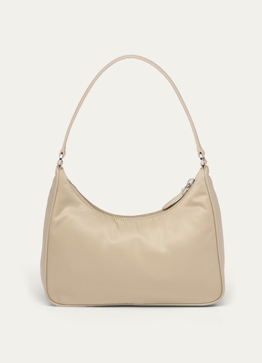 Prada Re-Edition 2005 Re-Nylon schoudertas met leren details - detail 2 beige