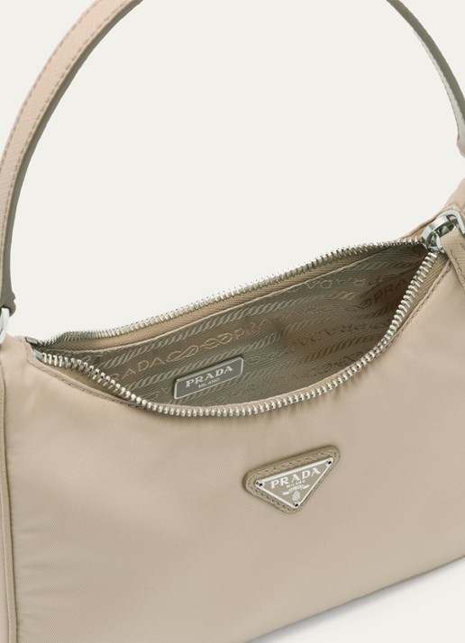 Prada Re-Edition 2005 Re-Nylon schoudertas met leren details - detail 3 beige