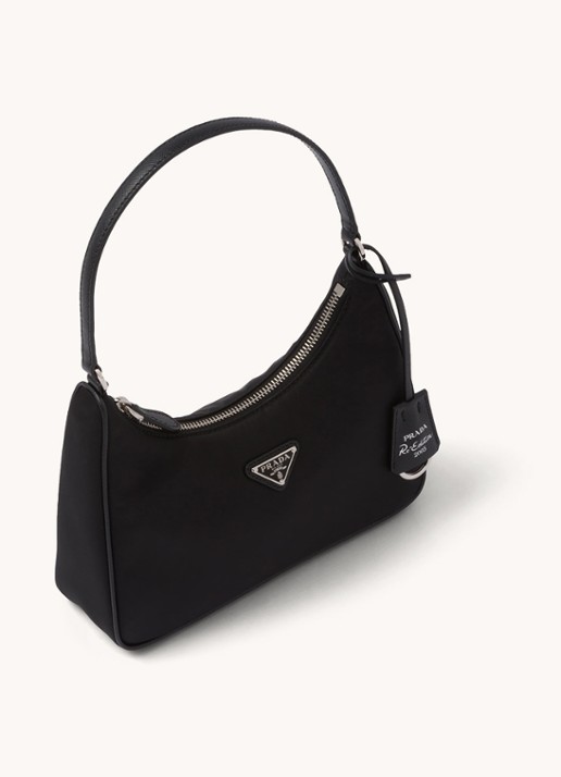 Prada Re-Edition 2005 Re-Nylon schoudertas met leren details - achterkant 4 zwart