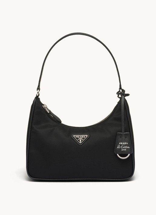 Prada Re-Edition 2005 Re-Nylon schoudertas met leren details - voorkant zwart