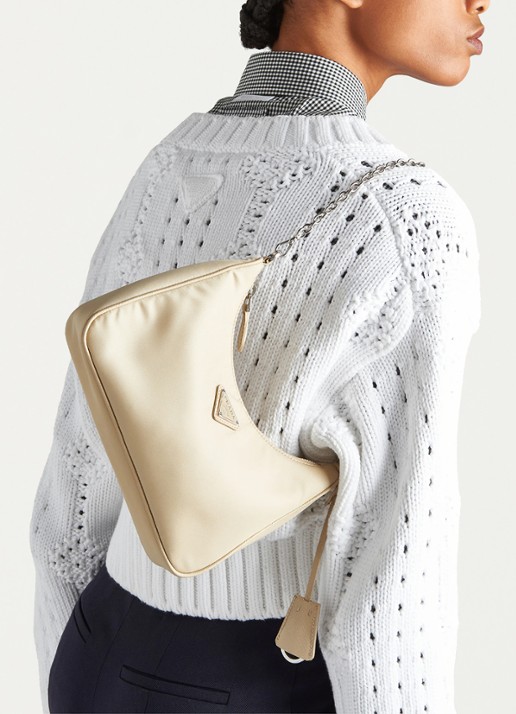 Prada Re-Edition 2005 Re-Nylon schoudertas met leren details - voorkant 6 beige