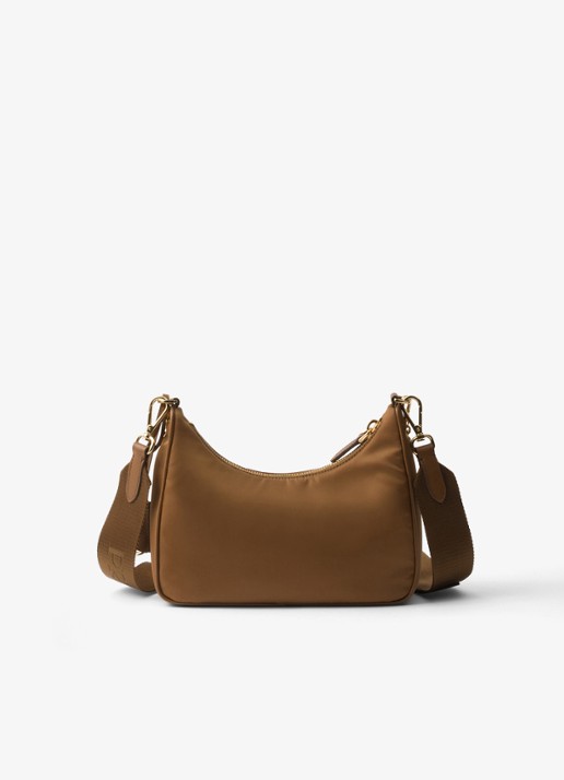 Prada Re-Edition 2005 Re-Nylon schoudertas met leren details - achterkant 5 bruin
