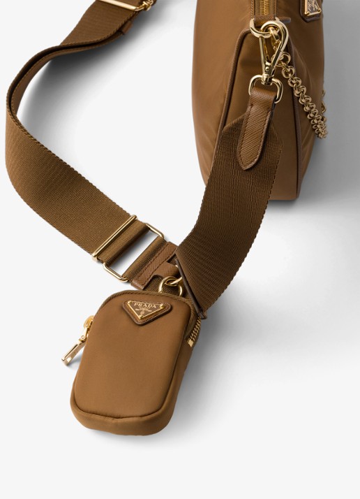 Prada Re-Edition 2005 Re-Nylon schoudertas met leren details - detail 4 bruin