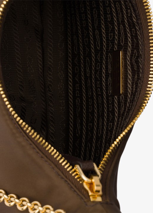 Prada Re-Edition 2005 Re-Nylon schoudertas met leren details - detail 6 donkerbruin