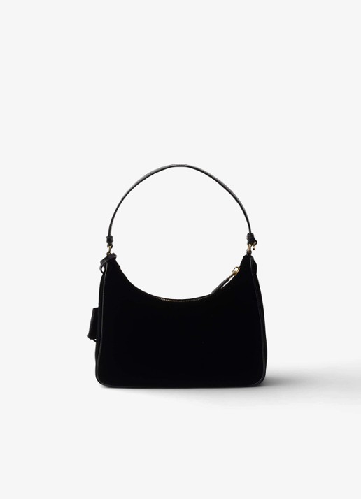 Prada Re-Edition 2005 schoudertas van fluweel met leren details - achterkant 5 zwart