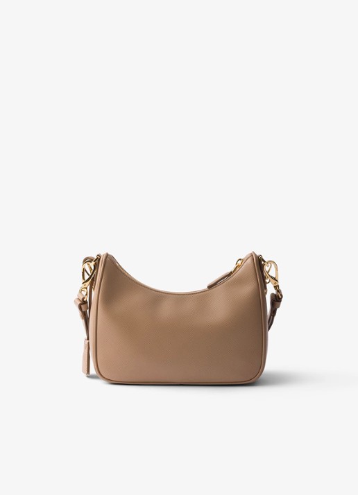 Prada Re-Edition Mini schoudertas van kalfsleer - achterkant lichtbruin