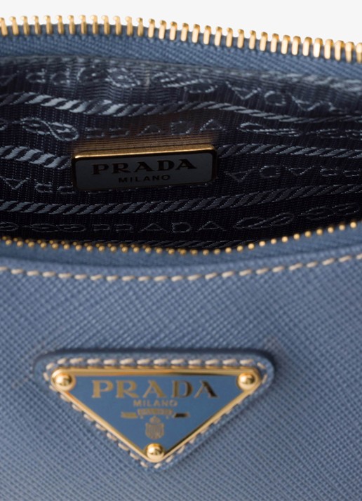 Prada Re-Edition Mini schoudertas van kalfsleer - detail 4 staalblauw