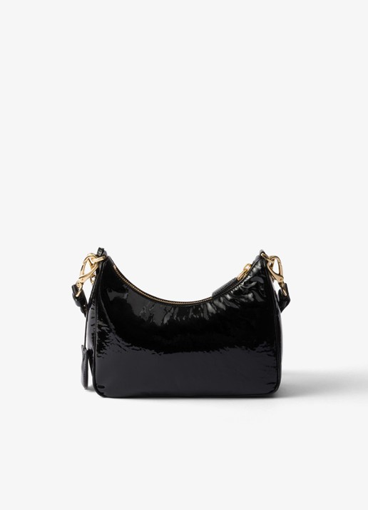Prada Re-Edition schoudertas van lakleer - achterkant zwart
