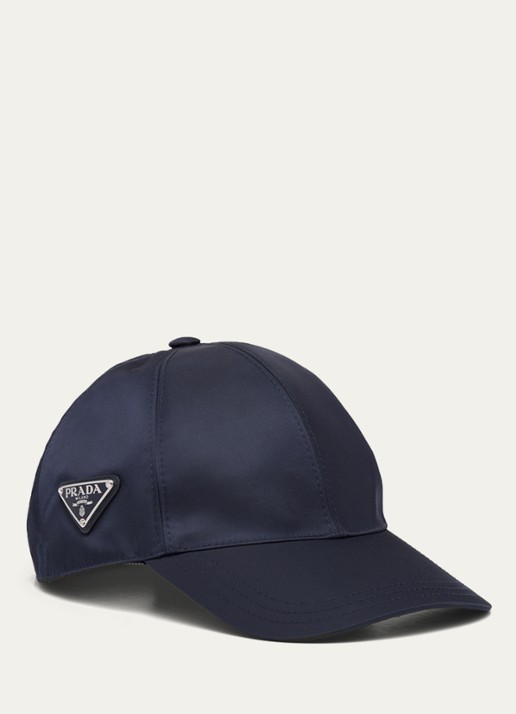 Prada Re-Nylon baseball pet met logo - voorkant donkerblauw