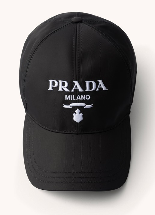 Prada Re-Nylon baseball pet met logo - detail zwart