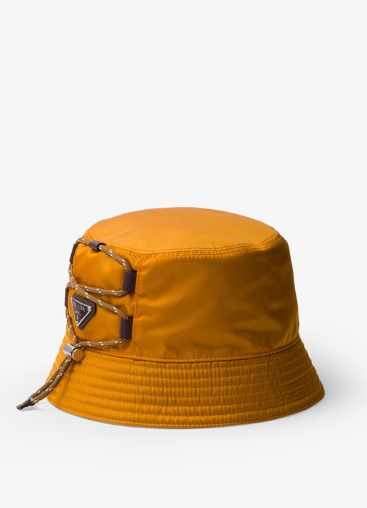 Prada Re-Nylon bucket hoed met leren details - voorkant oranje