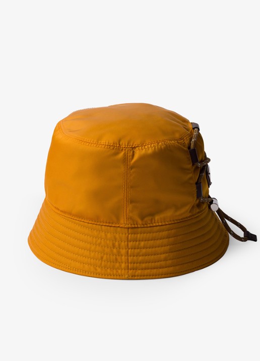 Prada Re-Nylon bucket hoed met leren details - voorkant 2 oranje