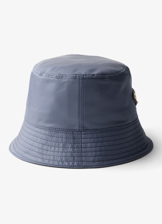 Prada Re-Nylon bucket hoed met logo - detail 2 staalblauw