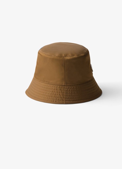 Prada Re-Nylon bucket hoed met logo - achterkant bruin