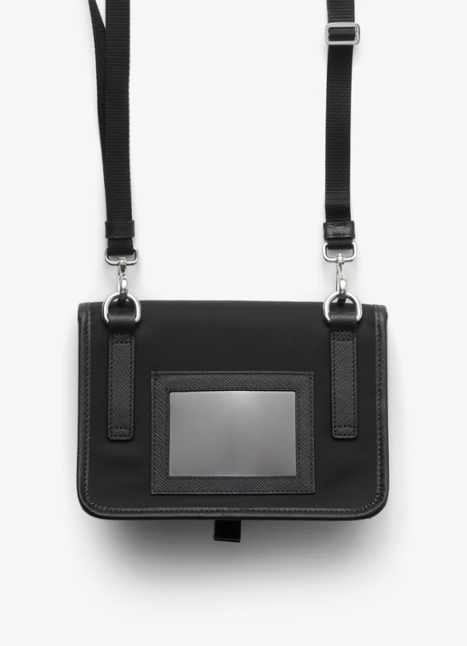 Prada Re-Nylon crossbodytas met leren details - achterkant zwart